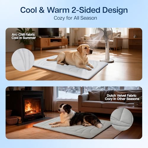 Petrendy Dog Cooling Mat, 48"x28" Cooling Mat for Large Dogs, Arc-Chill Cold Fabric Delivers Rapid and Lasting Cool (Q-Ma...