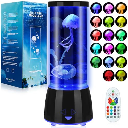 Eadaiylon Jellyfish Lamp 17 Color Changing with 4 Modes, Electric Jellyfish LED Mood Lamp Tank Table Night Light Home Deco...