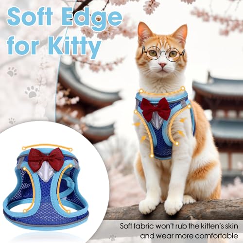 NCMAMA Cat Vest Harness and Leash Set for Walking Escape Proof, Adjustable Kitten Harness Breathable Mesh with Reflective ...