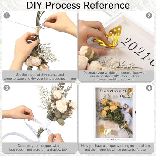 Yookeer 12 x 16'' Large Shadow Box Wedding Flower Display Case Picture Frame with Linen Memorial Keepsake Shadow Box Dried...