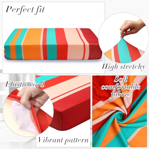 Newwiee 8 Pcs Patio Stretch Sofa Cushion Cover Outdoor Cushion Covers Replacement Patio Furniture Couch Slipcovers Chair S...
