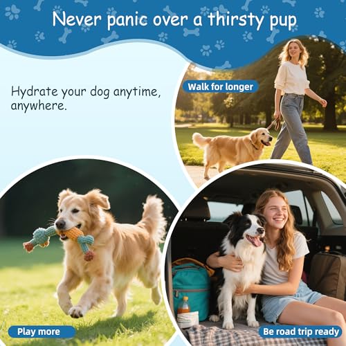 Legiuf Portable Dog Water Bottle-18 Oz Leak-Proof Green Water Bowl Dispenser for Walk Hiking or Travel