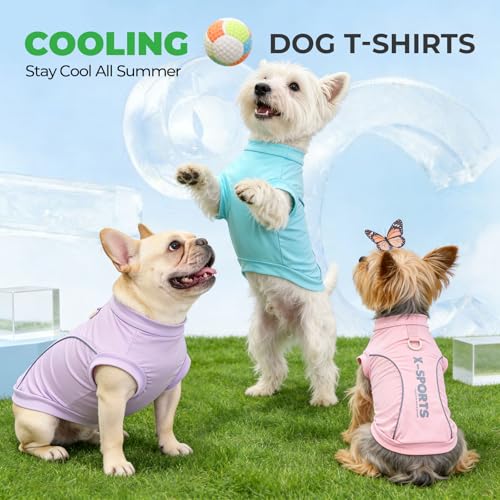 ABRRLO 3-Pack Reflective Dog Shirts for Small Medium Dogs Sun Protection Lightweight Puppy Cat T-Shirt with D-Ring,Soft St...