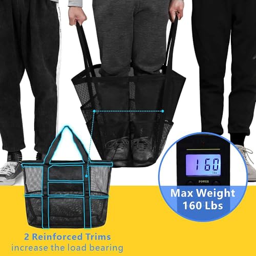 F-color Mesh Beach Bag - Large Beach Tote for Cruise Travel, Toys Pool Bags for Family Vacation Essentials