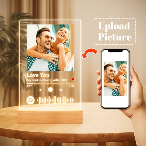 Bulaient Custom Spotify Plaque, Custom Acrylic Song Plaque Picture Frames, Personalized Photo Frame, Personalized Annivers...