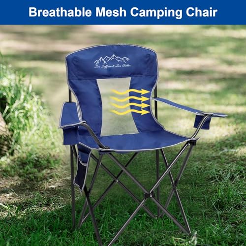 SAILARY Camping Chairs for Adults Heavy Duty 400lbs Capacity, 2 Pack Folding Chair with Large Anti-Sink Feet & Cup Holder,...