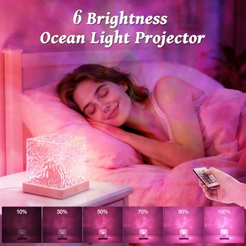 ELOUYCKE Ocean Wave Projector Light, 16 Colors Galaxy Projector Night Light Water Ripple Lamp Ambient Lighting with Remote...