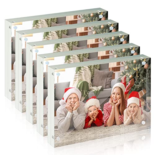 Syntrific 5x7 Acrylic Photo Frame 5Pack Premium Acrylic Photo Frame Magnetic Picture Frames Clear