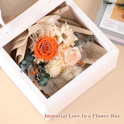 Jtoder Forever Flowers for Delivery, Preserved Flower Bouquets, Long Lasting Pink Roses, Gifts Bouquet for Mother Wife Gir...