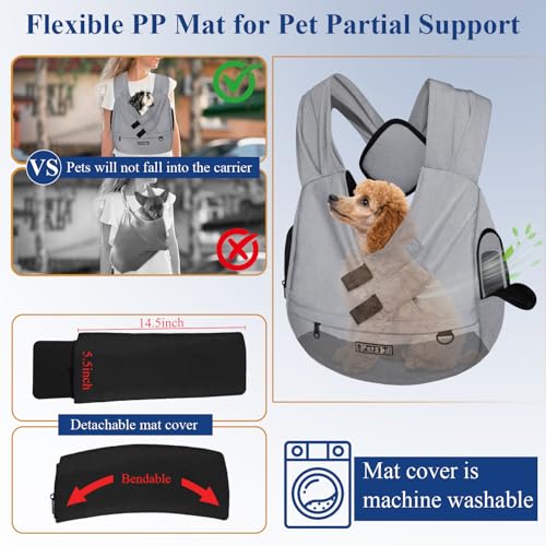 Petskd Dog Carrier Sling for Small Pet 7-15 LBS, Hands Free Front Facing Cat Sling Chest Carrier with Bottom Mat and Adjus...