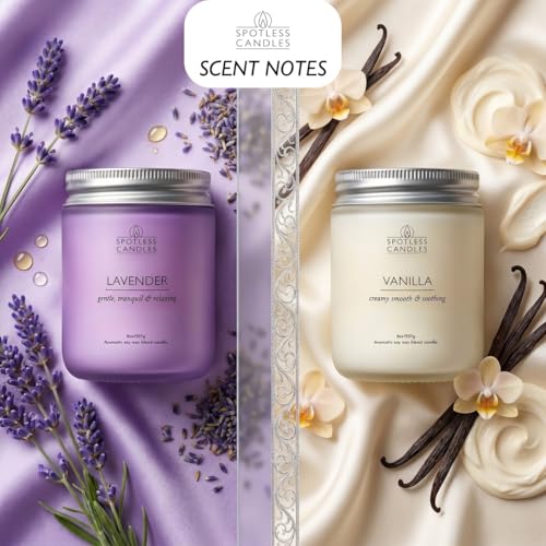 Aromatic Candles Two Pack - 2 x 8 oz Lavender & Vanilla in a Gift Pack, Classic Candle Set for Men and Women by Spotless L...