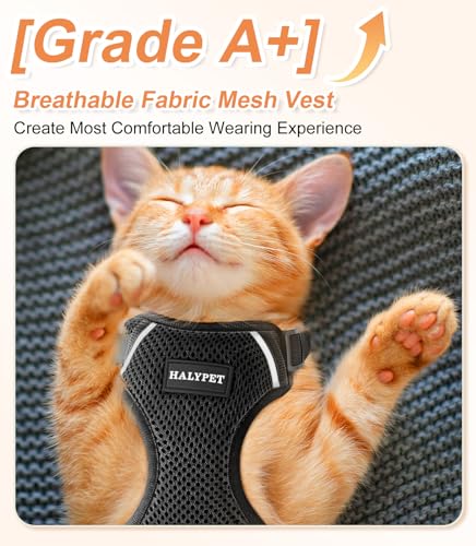 Halypet Cat Harness and Leash Set [ MAX Safety Third Generation ] Escape Proof Soft Adjustable Cat Leash Breathable Comfor...