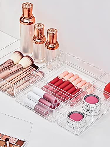 SMARTAKE 13-Piece Drawer Organizer with Non-Slip Silicone Pads, 5-Size Desk Drawer Organizer Trays Storage Tray for Makeu...