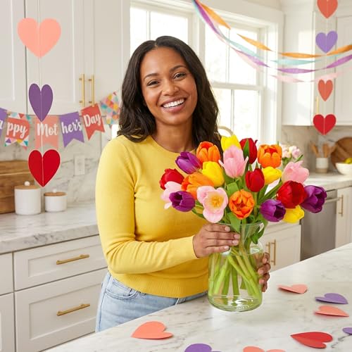 Benchmark Bouquets - Rainbow Tulips - Fresh Flowers for Delivery - Mothers Day Flowers for Mom - Mothers Day Gifts - Birth...