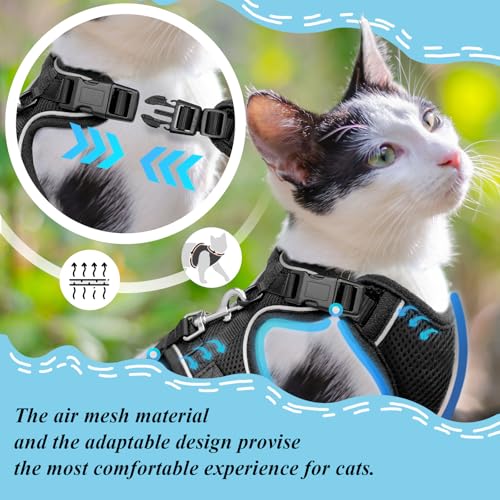 Cat Harness and Leash for Walking, Cat Car Harness, Escape Proof Soft Adjustable Vest Harnesses for Cats, Easy Control Bre...