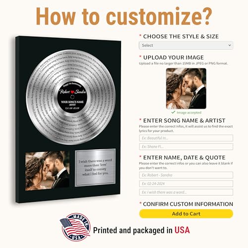 Personalized Platinum Vinyl Record Award Print for Wedding Song Gift, Decor Framed with Custom Engraving, Vinyl Record Cus...