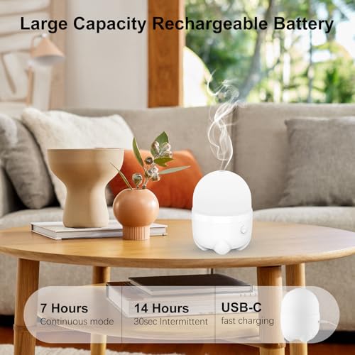 Marchred 150ML Cordless Essential Oil Diffuser, Rechargeable Battery Powered Diffuser, Small Portable Aromatherapy Air Hum...