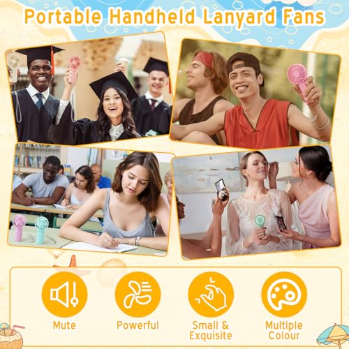 Rossesay 24 Sets End of Year Gifts Mini Portable Fans Summer Party Favors Battery Operated Handheld Fans with Thank You Ca...