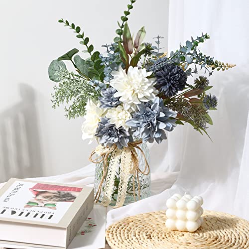 CEWOR Fake Flowers in Vase, Artificial Flowers Arrangement in Vase, Fake Floral Table Centerpieces Decor for Kitchen Farmh...