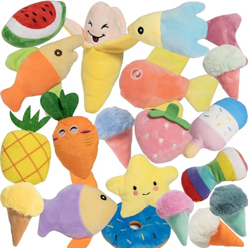 GZQKUSO 19 Pack Puppy Squeaky Dog Toys Set Plush Puppies,Cute Chew Pets Dog Toy with Squeakers for Small Dogs Playtime