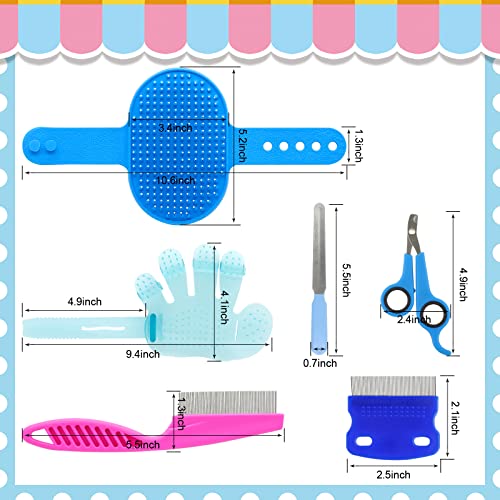 Rabbit Grooming Kit, Rabbit Brush for Shedding with Bunny Nail Clipper, Rabbit Nail Trimmers with Pet Combs for Hamster Gu...
