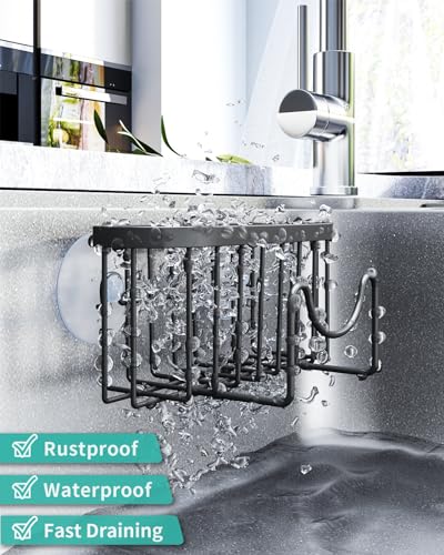 HapiRm Multifunctional Sponge Holder with Unique M-Shaped, 2 Installation Methods Kitchen Sink Caddy Organizer, Rustproof ...