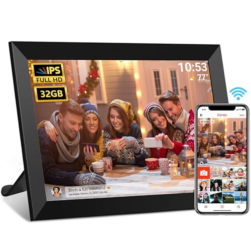 FRAMEO Digital Photo Frame, 10.1 Inch WiFi Digital Picture Frame with 1280x800 IPS HD Touch Screen, 32GB Storage Auto-Rota...