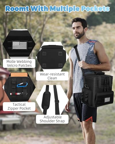 holuxer Tactical Lunch Bag & Lunch Box for Men - Large Double Deck Expandable Insulated Soft Adult Lunchbox for Work - Coo...