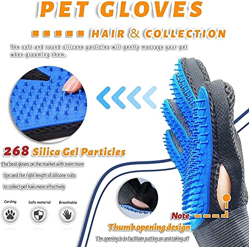 STARROAD-TIM Pet Grooming Glove Hair Remover Brush Gentle Deshedding Efficient Pet Mitt Pet Massage Gloves Left & Right Ha...