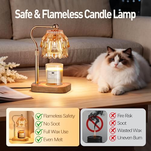 Candle Warmer Lamp with Timer - Flower Electric Wax Melter Warmer Adjustable Height for Jar Candles, Gift for Women, Mom, ...