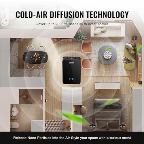 VEVOR Upgrade HVAC Scent Diffuser, Smart Scent Air Machine for Home, 180ML with Cold Air Technology, Waterless Essential O...