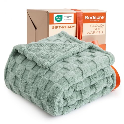 Bedsure GentleSoft Sage Green Throw Blanket for Couch - Checkered Fleece Mothers Gifts Day Blankets, Cute Soft Cozy Spring...