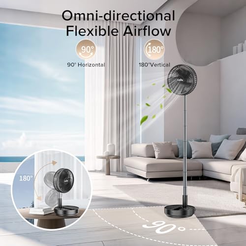 Czlife F9 Portable Fan, 10000mAh Rechargeable Battery Powered for Travel Sleeping Camping Bedroom Outdoor, Cordless Floor ...