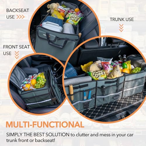 HEYTRIP Large Trunk Organizer With Built-in Leakproof Cooler Bag, 2 Tie-Down Straps, 4 Removable Dividers, Foldable Cover,...
