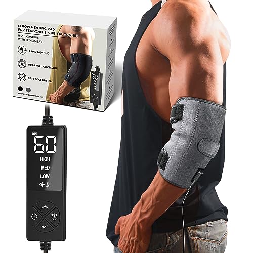 CREATRILL Elbow Heating Pad for Cubital Tunnel and Tennis Elbow Relief, Heated Elbow Brace Arm Heating Pad Sleeve for Ulna...