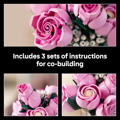 LEGO Botanicals Bouquet of Pink Roses Artificial Flowers - Building Blocks for Adults, Ages 18+ - Gifts for Birthdays for ...