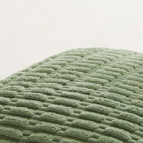 Fancy Homi 2 Packs Sage Green Decorative Throw Pillow Covers 18x18 Inch for Living Room Couch Bed Sofa, Soft Striped Cordu...
