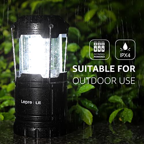 Lepro LED Camping Lanterns Battery Powered, Collapsible, IPX4 Water Resistant, Outdoor Portable Lights for Emergency, Hurr...