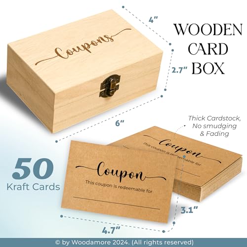 WOODAMORE 50 Blank Coupon Cards Box - Love Coupon For Him, Blank Coupon Book For Husband From Wife, Mothers Day Gifts for ...
