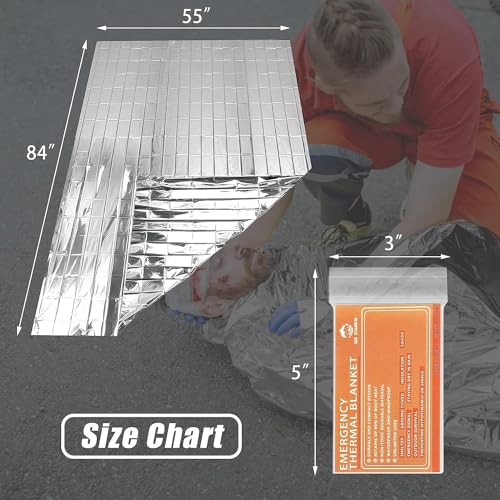 QIO CHUANG Emergency Mylar Thermal Blankets -Space Blanket Survival kit Camping Blanket (4-Pack). Perfect for Outdoors, Hi...