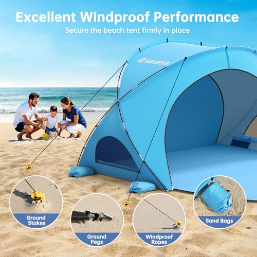 Raynesys Beach Tent Sun Shelter, Beach Shade Tent with UPF50+ UV Protection, Portable Sun Shelter for 1-3 Person, Shade Te...