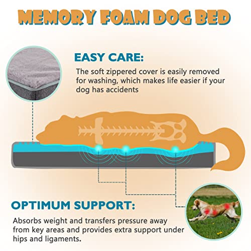 WATANIYA PET Cooling Dog Beds for Large Dogs, Memory Foam Large Sized Dog Bed, Washable Orthopedic Dog Bed for Crate with ...