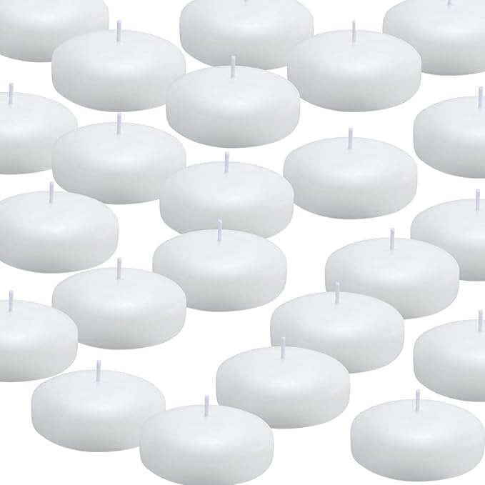 Tuyai (Set of 36) Floating Candles, 3 inch White Dripless Wax Burning Candles, for Weddings, Party, Special Occasions and ...