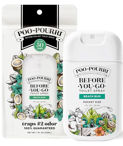 Poo-Pourri Before-You-Go Pocket Toilet Spray, Travel Essentials, Beach Bum, 1 Fl Oz, Up to 50 Uses, On-The-Go Bathroom Odo...