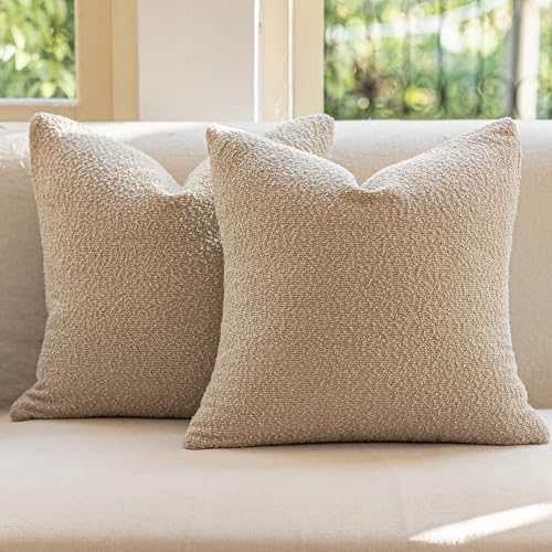 GEEORY Decorative Throw Pillow Covers 22x22 Inch Pack of 2,Textured Boucle Neutral Cushion Cases for Bed Couch Sofa, Accen...