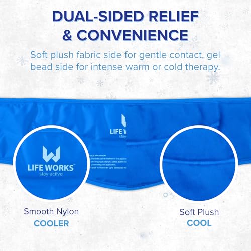 LIFE WORKS Gel Neck Ice Pack Wrap, Flexible Reusable Hot & Cold Pack, Soft Plush & Nylon Cover, Therapy Wrap for Neck, Sho...