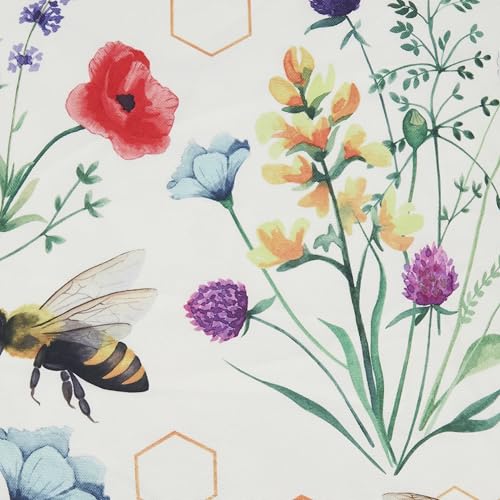 SARO LIFESTYLE Bright Bumble Bee Floral Outdoor Pillow with Poly Fill