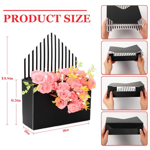 FYSUIMU 6Pcs Mother's Day Floral Envelope Box Empty Flower Stripe Paper Box Florist Bouquet Packaging Box for Valentine's ...