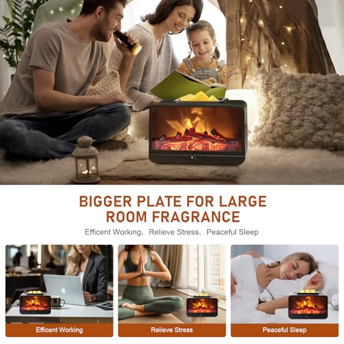 EQUSUPRO Wax Melt Warmer Electric Burner - Flame Fireplace Candle Wax Warmer, Wax Melter for Scented Wax with 4 Timer, Dyn...