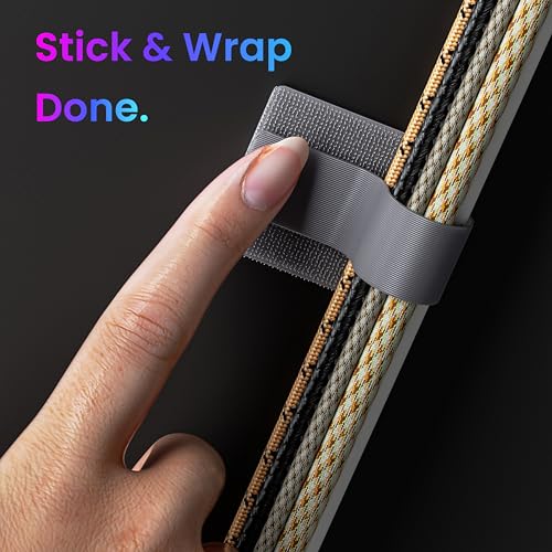 LX IntMfr. Hook and Loop Cable Ties, Self Adhesive Hook and Loop Cable Straps, Sticky-back Cord Organizer, Cable Clip, Hou...
